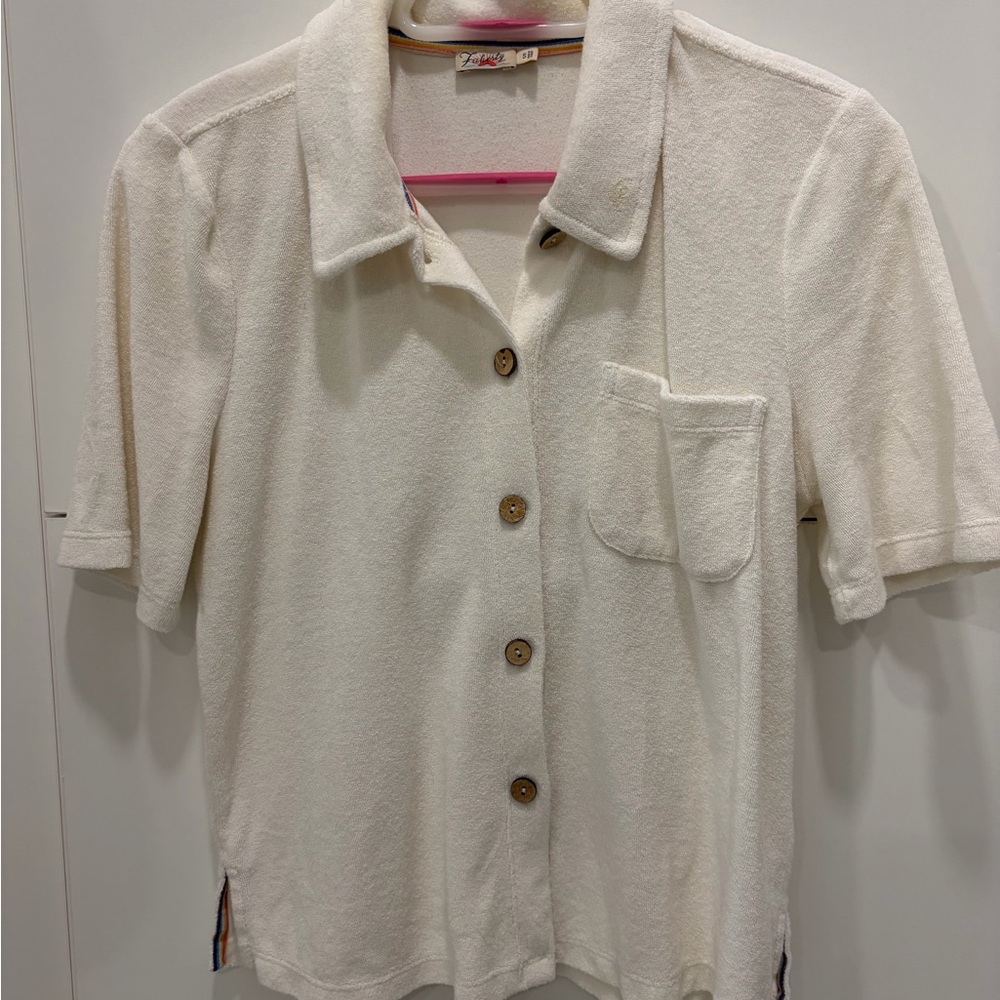 Faherty Cream Short Sleeve Shirt